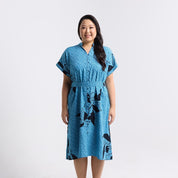 front facing photo of the azure blooming lace ayaz dress showing an the details and qualities of the product 