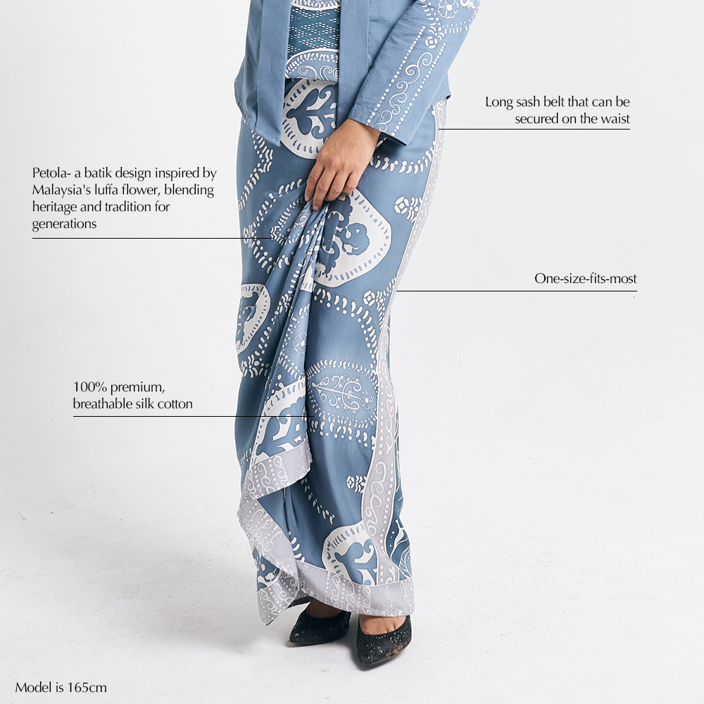 Premium Silk Cotton Batik Pareo Features – Product highlights including breathable silk cotton fabric, adjustable sash, and timeless batik artistry