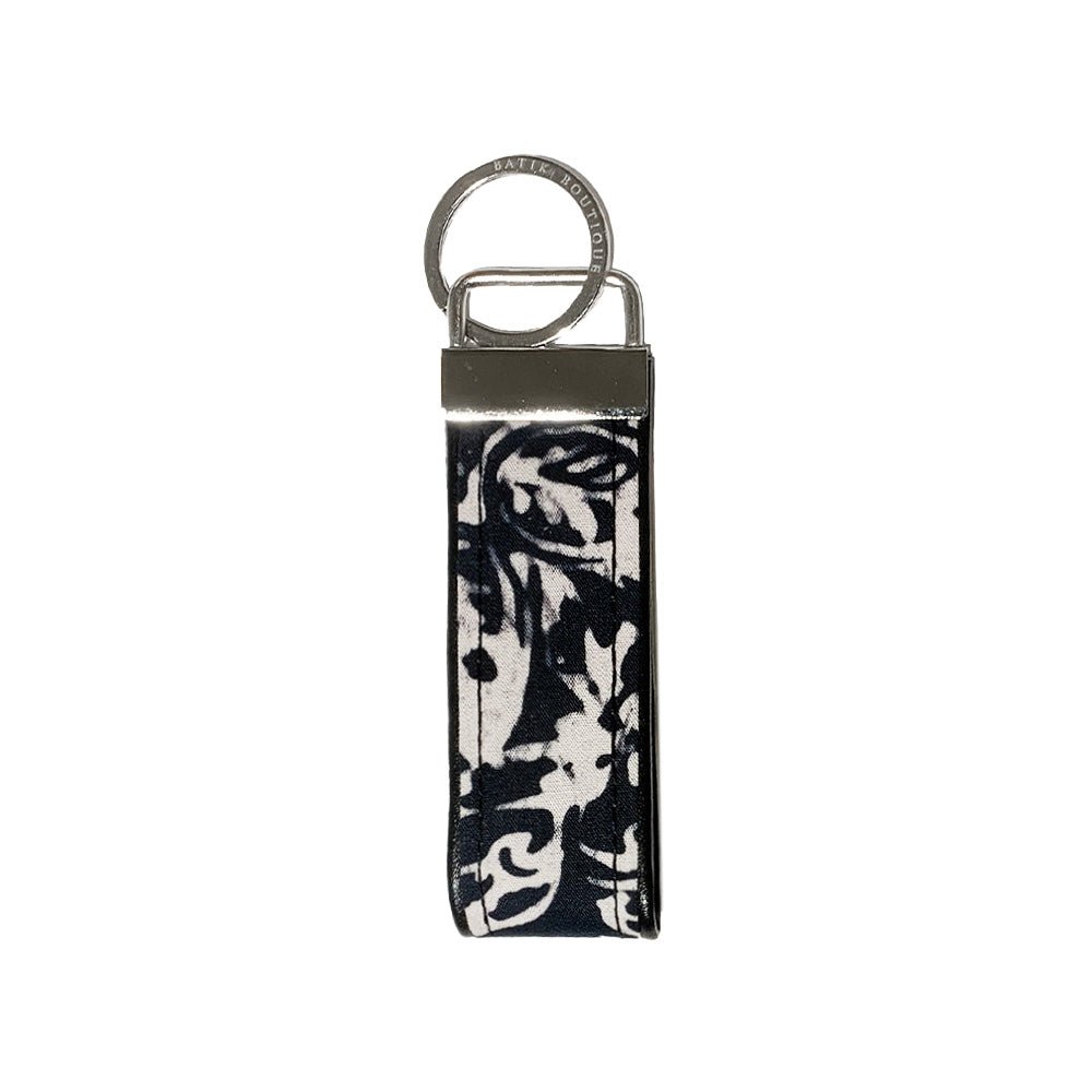 Batik Key Fob - Black Floret - Batik Boutique