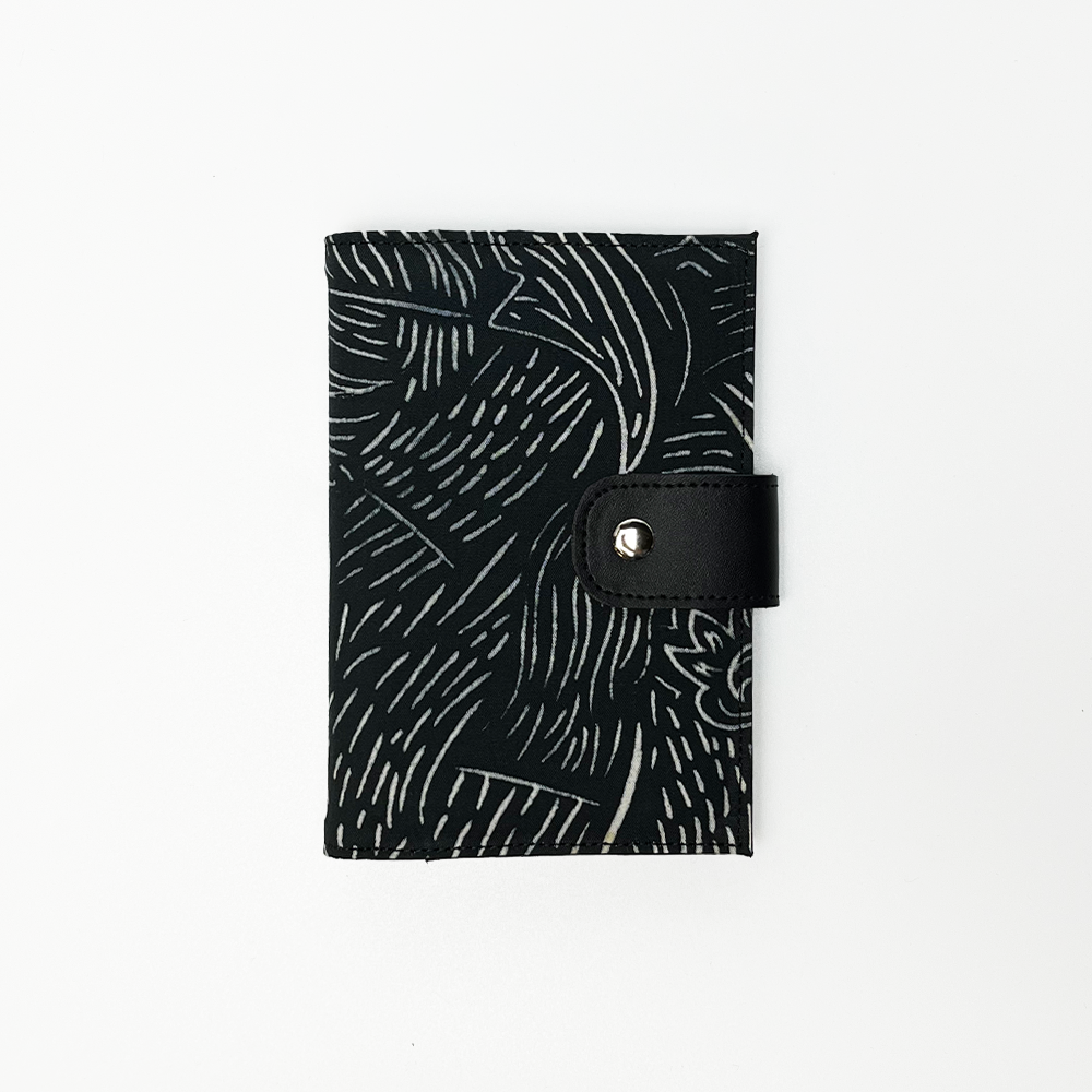 Batik + Leather Passport Cover - Black Driftwood - Batik Boutique