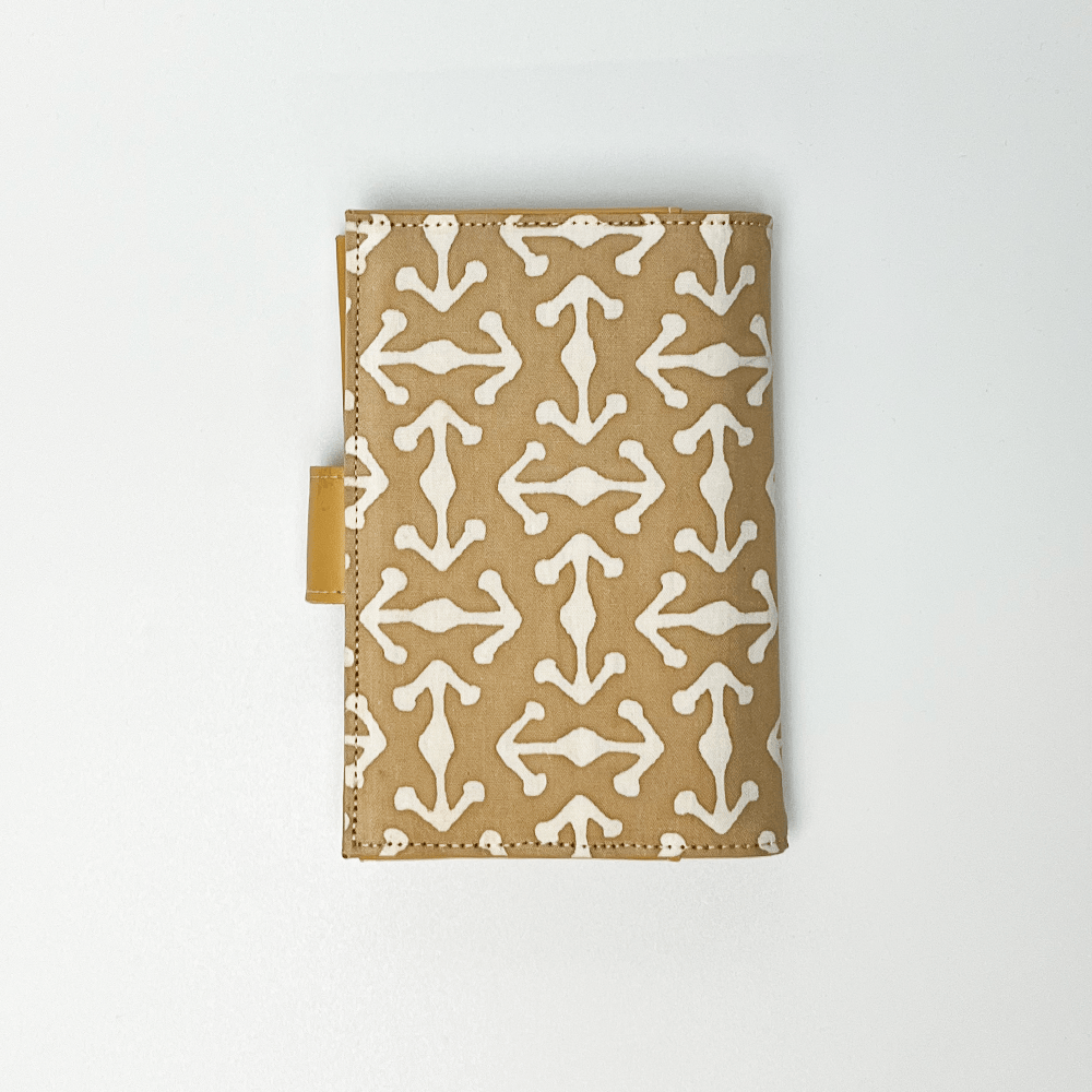Batik + Leather Passport Cover - Latte Kompas - Batik Boutique