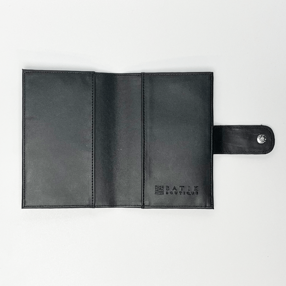 Batik + Leather Passport Cover - Midnight Arabesque - Batik Boutique