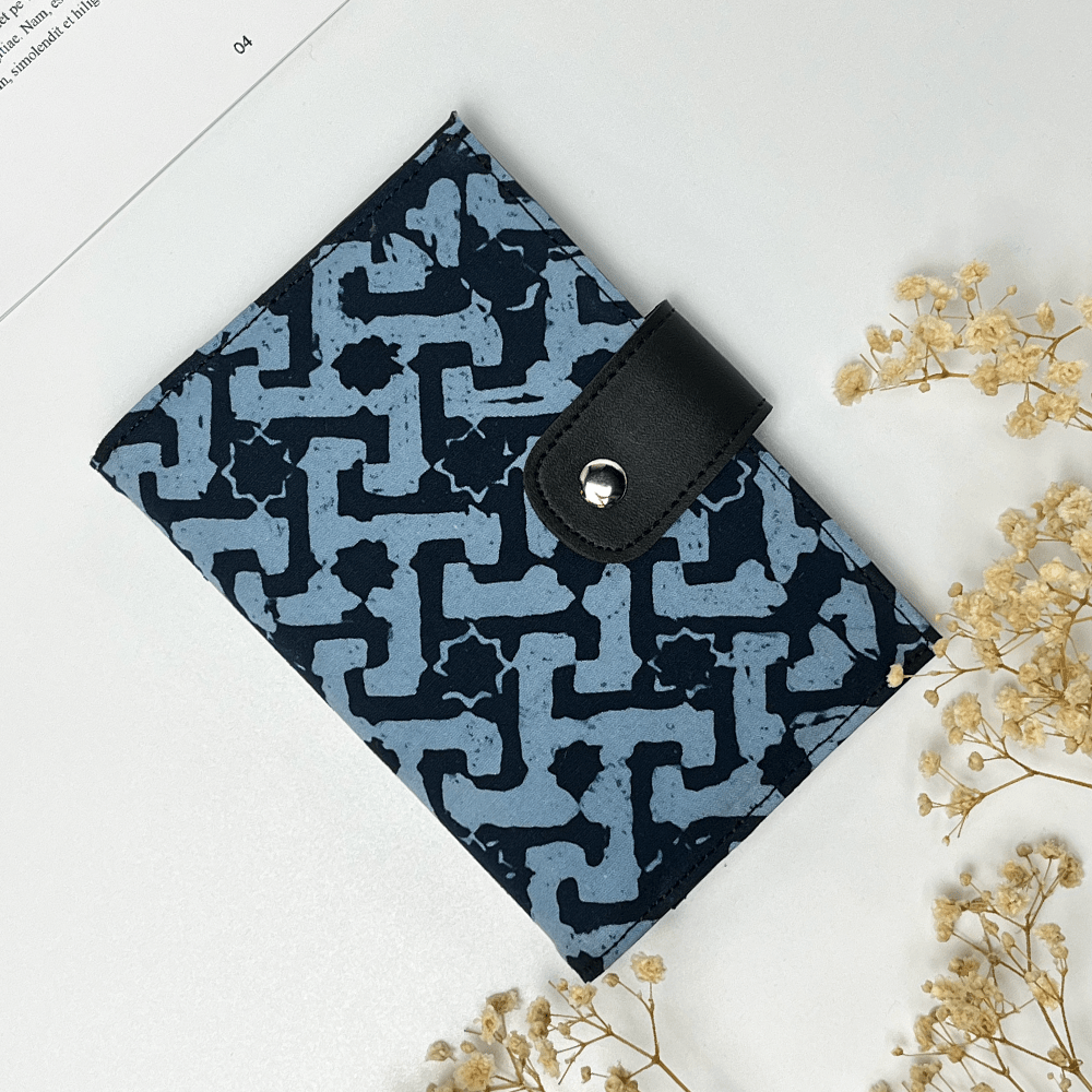 Batik + Leather Passport Cover - Midnight Arabesque - Batik Boutique