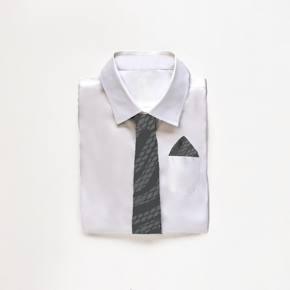 Batik Neck Tie & Pocket Square (Silk Cotton) - Grey Snakeskin - Batik Boutique
