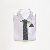 Batik Neck Tie & Pocket Square (Silk Cotton) - Grey Snakeskin - Batik Boutique