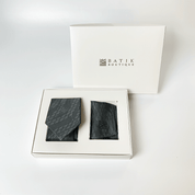 Batik Neck Tie & Pocket Square (Silk Cotton) - Grey Snakeskin - Batik Boutique