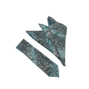 Batik Neck Tie & Pocket Square (Silk Cotton) - Teal Driftwood - Batik Boutique