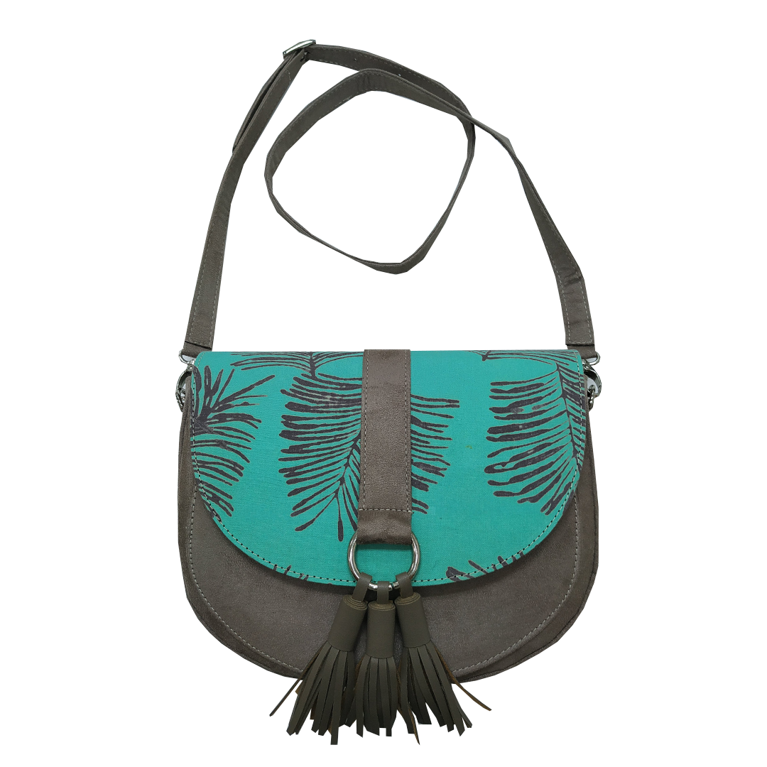 Crescent Sling Bag - Teal Sawit - Batik Boutique