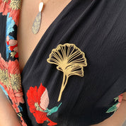 Embrace Jewellery - Ginkgo Biloba Gold Brooch 1