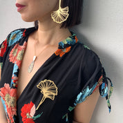 Embrace Jewellery - Ginkgo Biloba Gold Brooch 2