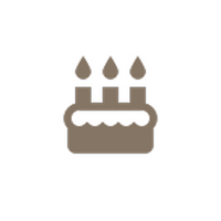 Icon of a birthday cake with candles on a white background