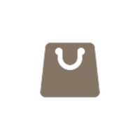 Brown rectangular object with a white handle on a white background
