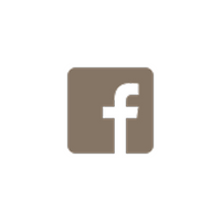 Facebook logo in brown color on a white background