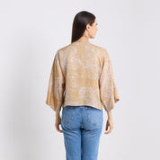 Back view of women's tie front kimono