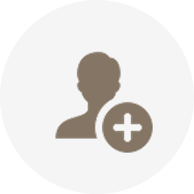 Icon of a person with a plus sign inside a circle on a white background
