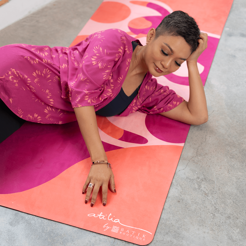 Home Yoga Mat - Fuchsia Cat Yogis - Batik Boutique