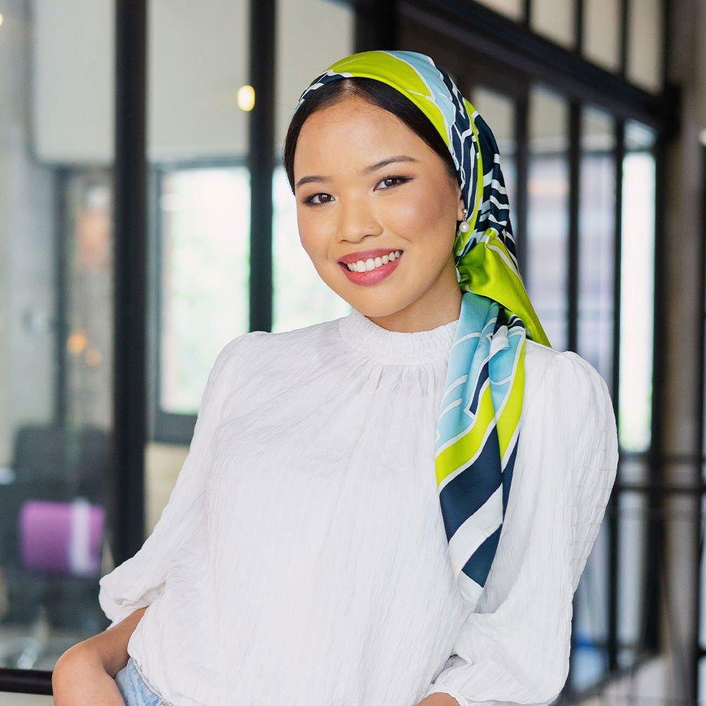 KL Skyline Scarf (Silk Cotton) - Teal Rimba - Batik Boutique