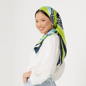 KL Skyline Scarf (Silk Cotton) - Teal Rimba - Batik Boutique