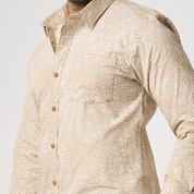 Men's Long-Sleeved Batik Shirt - Tan Driftwood - Batik Boutique