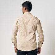 Men's Long-Sleeved Batik Shirt - Tan Driftwood - Batik Boutique