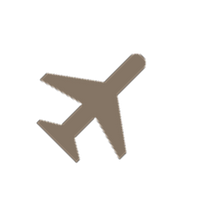 Simple brown airplane icon on a white background
