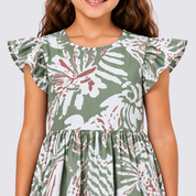 Close up of green girl dress
