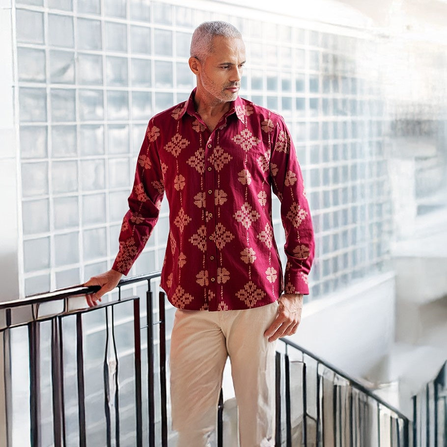 Ruby songket mens longsleeve shirt 