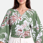 Close up of tie front kimono