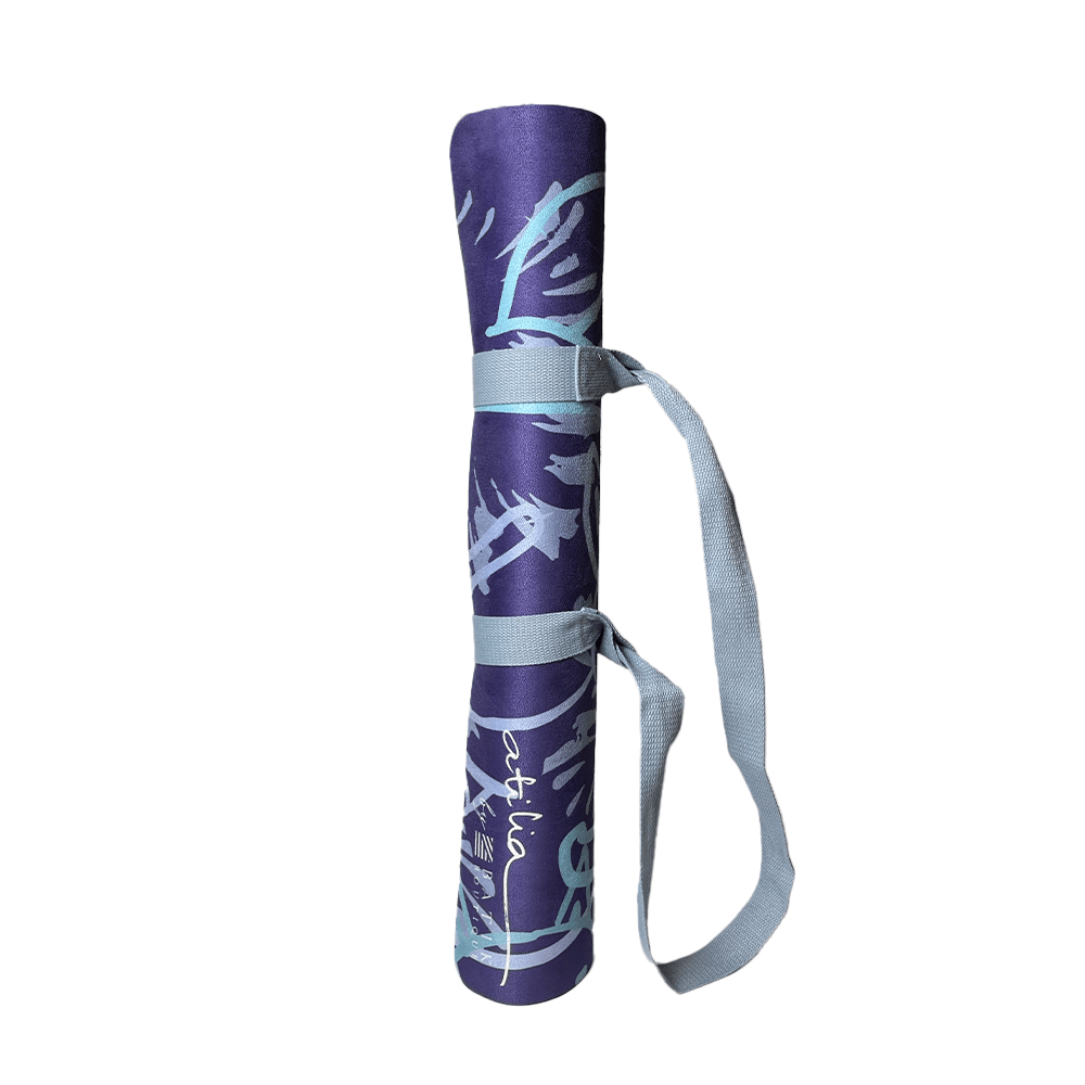 Travel Yoga Mat - Periwinkle Cat Yogis - Batik Boutique