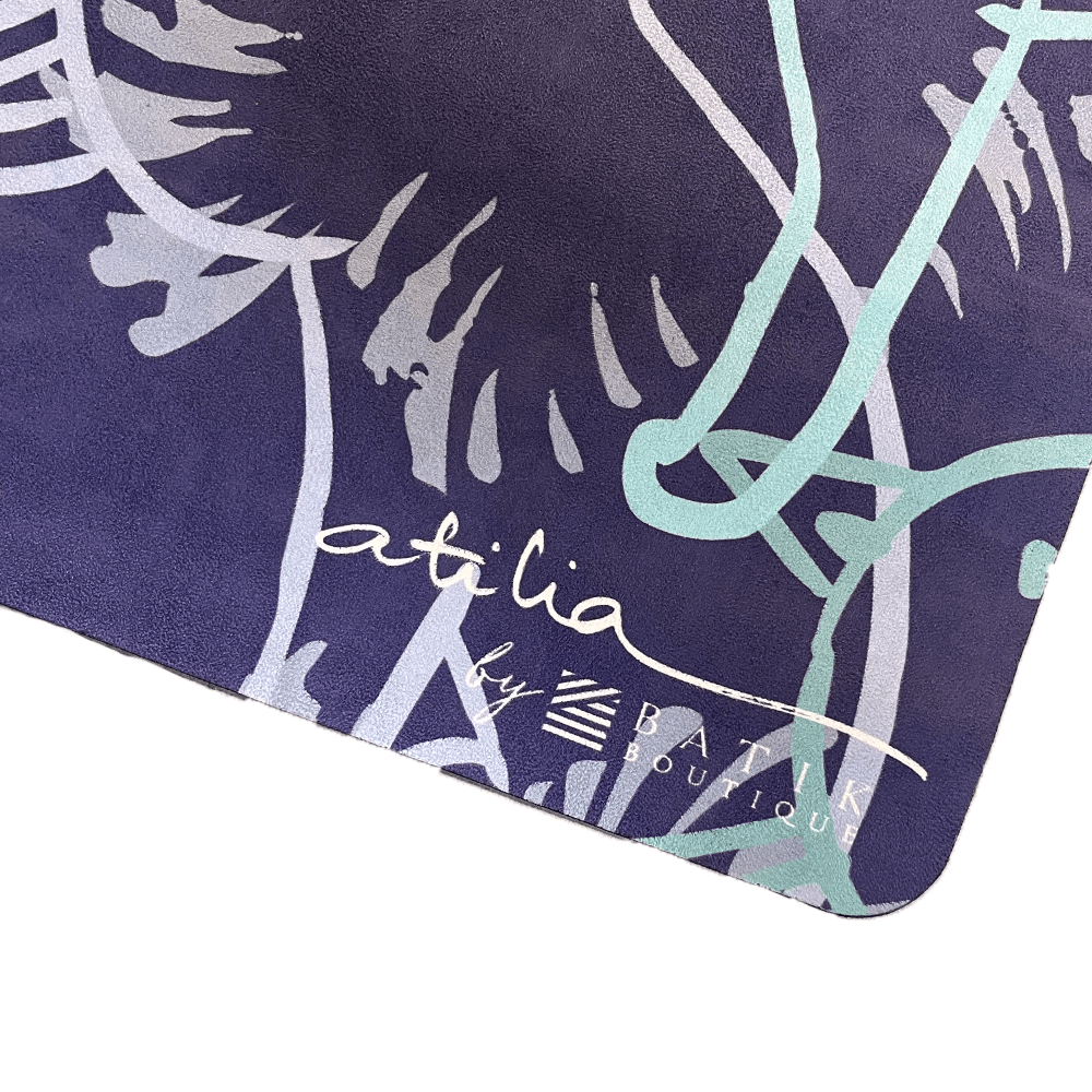 Travel Yoga Mat - Periwinkle Cat Yogis - Batik Boutique