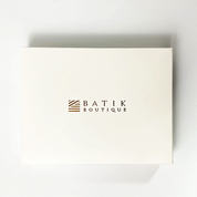 White card with 'Batik Boutique' logo on a white background