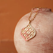 Woven leaves double pendant necklace 